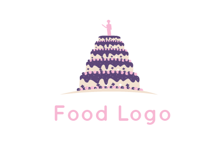 5 tier or layer cake with a figurine logo