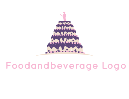 5 tier or layer cake with a figurine logo