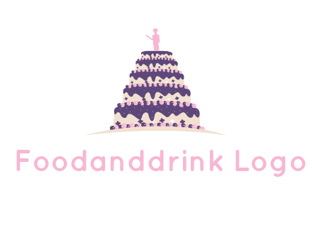 5 tier or layer cake with a figurine logo