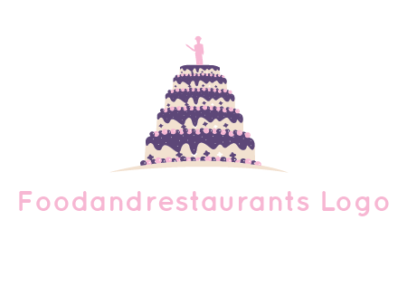 5 tier or layer cake with a figurine logo