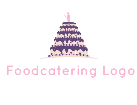 5 tier or layer cake with a figurine logo