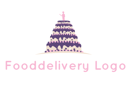 5 tier or layer cake with a figurine logo
