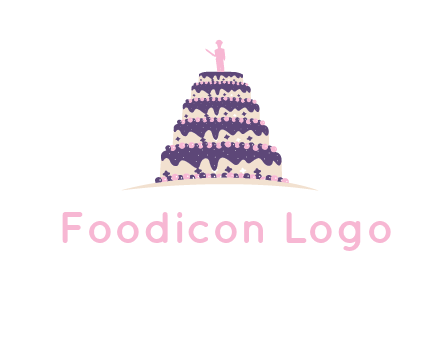 5 tier or layer cake with a figurine logo