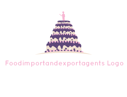 5 tier or layer cake with a figurine logo