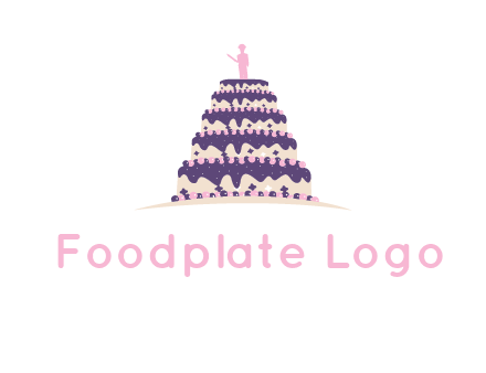 5 tier or layer cake with a figurine logo