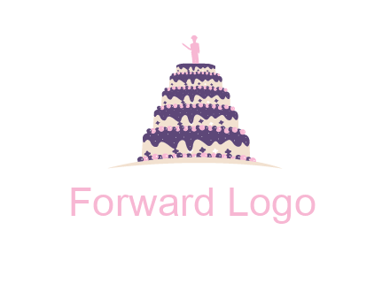 5 tier or layer cake with a figurine logo