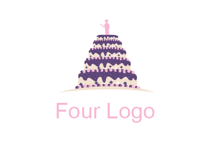 5 tier or layer cake with a figurine logo