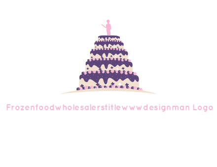 5 tier or layer cake with a figurine logo
