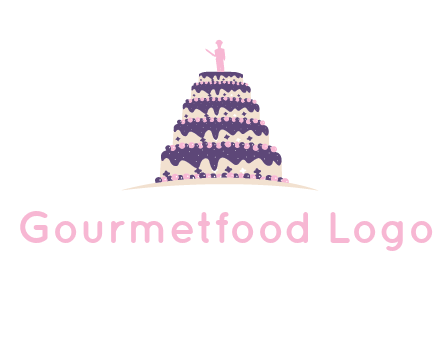 5 tier or layer cake with a figurine logo