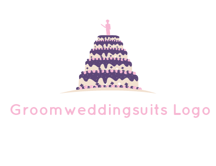 5 tier or layer cake with a figurine logo