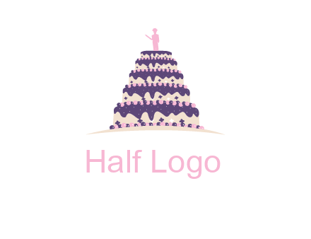 5 tier or layer cake with a figurine logo