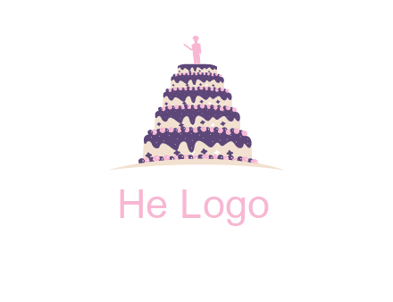 5 tier or layer cake with a figurine logo