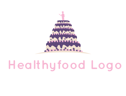 5 tier or layer cake with a figurine logo