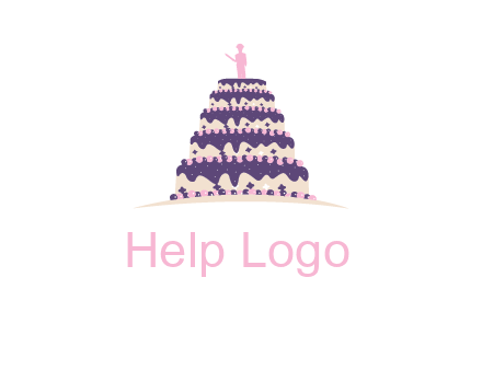 5 tier or layer cake with a figurine logo