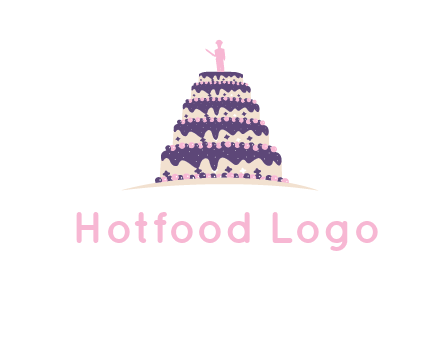 5 tier or layer cake with a figurine logo