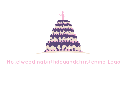 5 tier or layer cake with a figurine logo