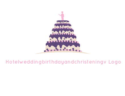 5 tier or layer cake with a figurine logo