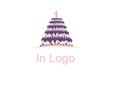 5 tier or layer cake with a figurine logo
