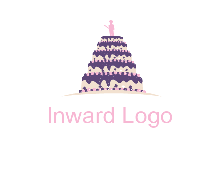 5 tier or layer cake with a figurine logo