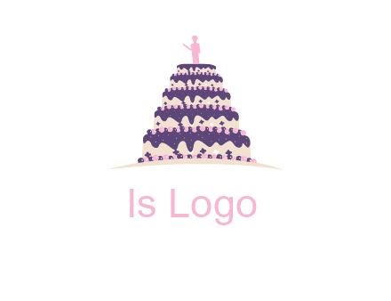 5 tier or layer cake with a figurine logo