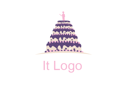 5 tier or layer cake with a figurine logo