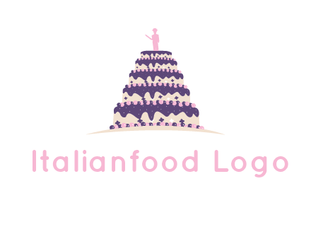 5 tier or layer cake with a figurine logo