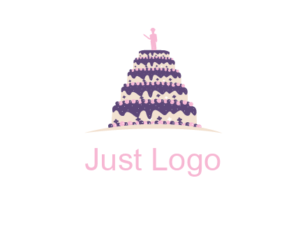 5 tier or layer cake with a figurine logo