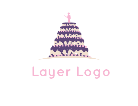5 tier or layer cake with a figurine logo