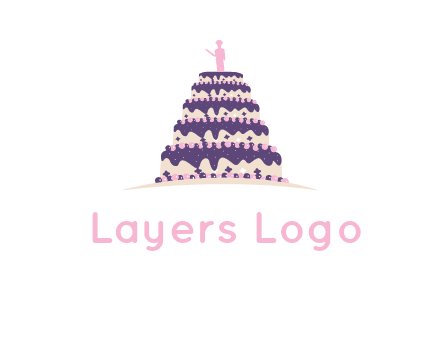 5 tier or layer cake with a figurine logo