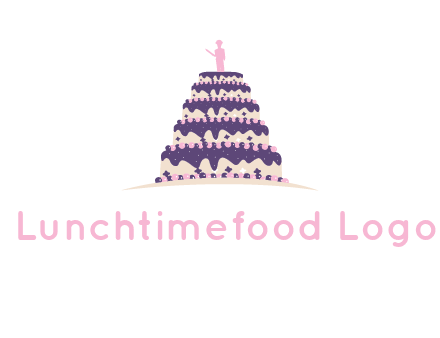 5 tier or layer cake with a figurine logo