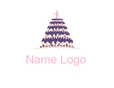 5 tier or layer cake with a figurine logo