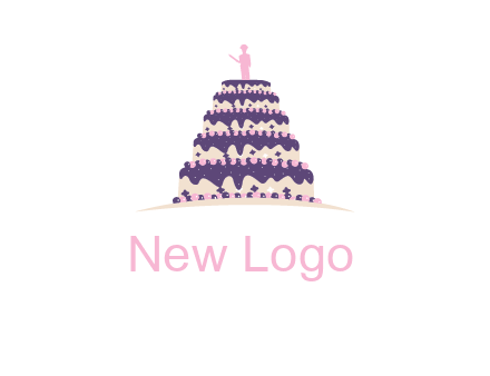 5 tier or layer cake with a figurine logo