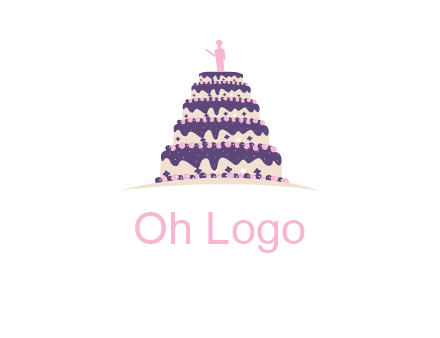 5 tier or layer cake with a figurine logo