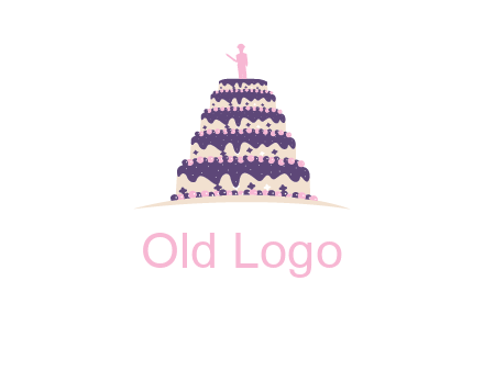 5 tier or layer cake with a figurine logo