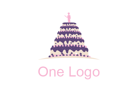 5 tier or layer cake with a figurine logo