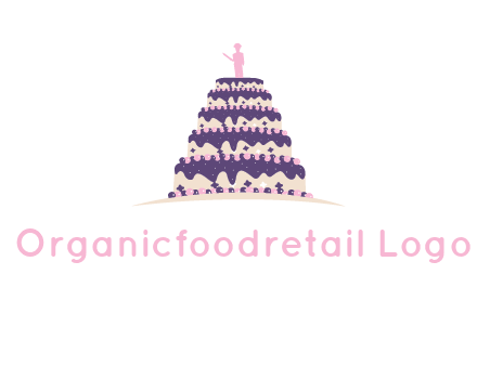 5 tier or layer cake with a figurine logo