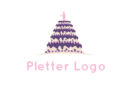 5 tier or layer cake with a figurine logo