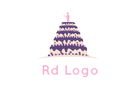 5 tier or layer cake with a figurine logo