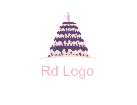 5 tier or layer cake with a figurine logo