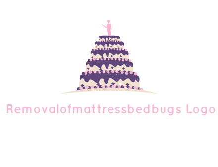 5 tier or layer cake with a figurine logo
