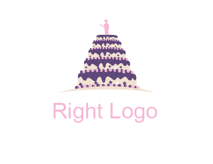 5 tier or layer cake with a figurine logo