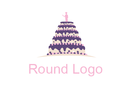 5 tier or layer cake with a figurine logo