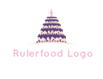 5 tier or layer cake with a figurine logo