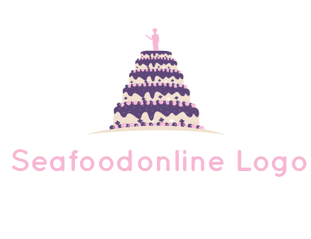 5 tier or layer cake with a figurine logo