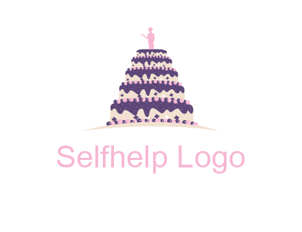 5 tier or layer cake with a figurine logo