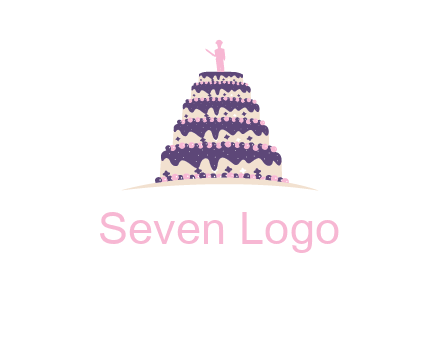5 tier or layer cake with a figurine logo
