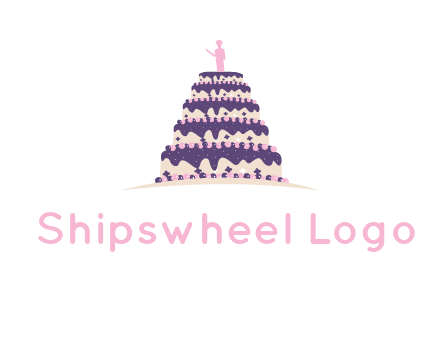 5 tier or layer cake with a figurine logo