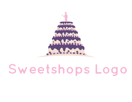5 tier or layer cake with a figurine logo