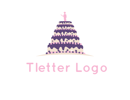 5 tier or layer cake with a figurine logo