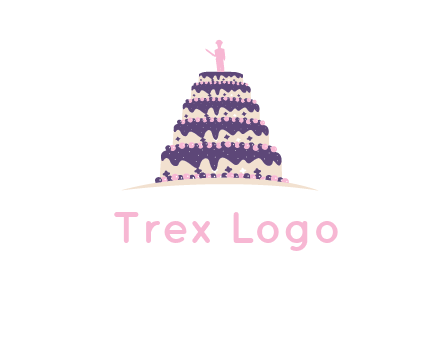 5 tier or layer cake with a figurine logo